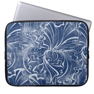 Watercolor Irises: Indigo Vintage Nouveau Laptop Sleeve