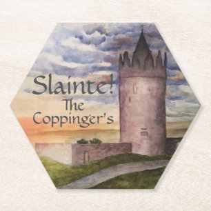 Watercolor Irish Castle Slainte Coaster