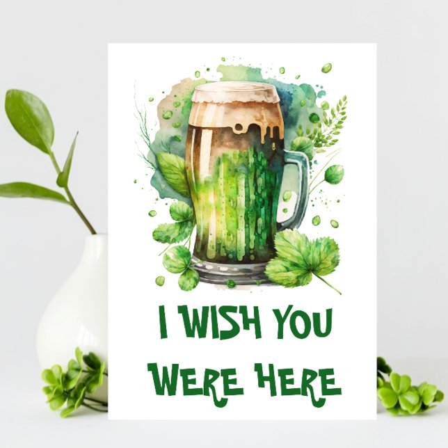 Watercolor Irish Green Beer St Patricks Day Card (Creator Uploaded)