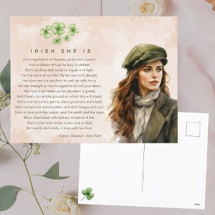 Watercolor Irish She Is Poem St. Patrick's Day Holiday Postcard