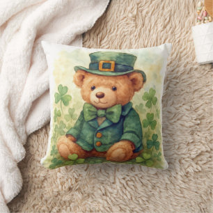 Watercolor Irish Teddy Bear Cushion