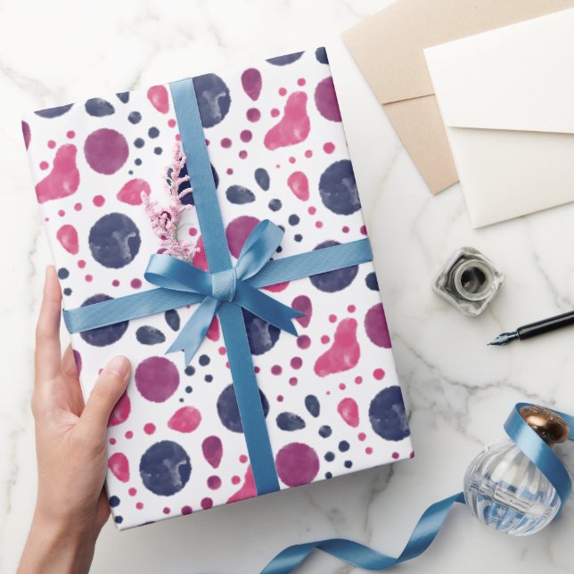 Watercolor Irregular Polka Dots Pattern Wrapping P Paper (Gifting)