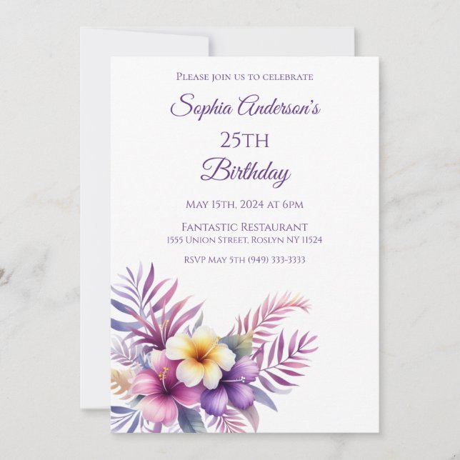 Watercolor Island Romance- Birthday Invitation (Front)