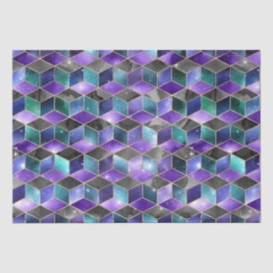 Watercolor Isometric with Gold and Marble Galaxy Tissue Paper
