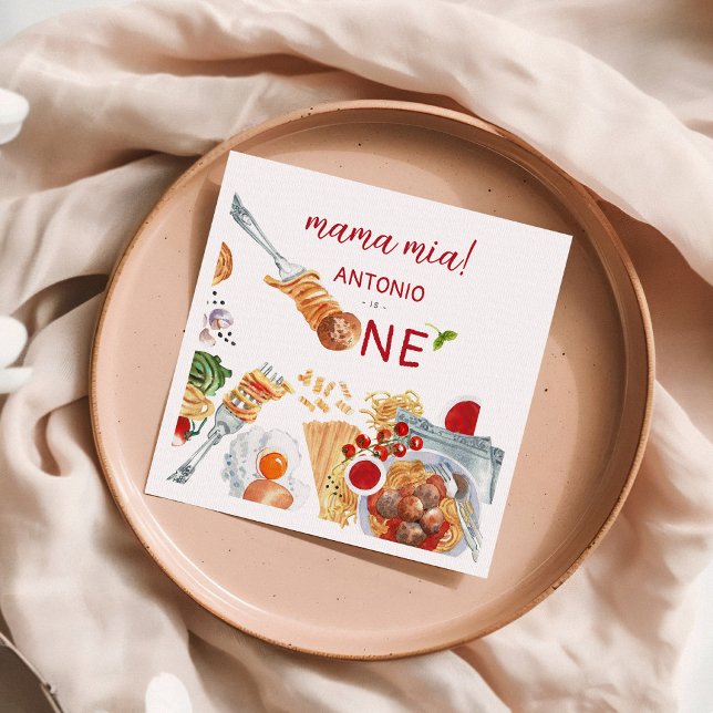 Watercolor Italian 1st Birthday Napkin (Creator Uploaded)