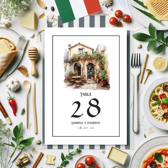 Watercolor Italian Destination Wedding Table Number (Italy)