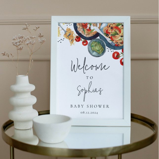 Watercolor Italian Food Baby Shower Welcome Sign (Creator Uploaded)