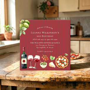 Watercolor Italian Food Birthday Celebration Invitation