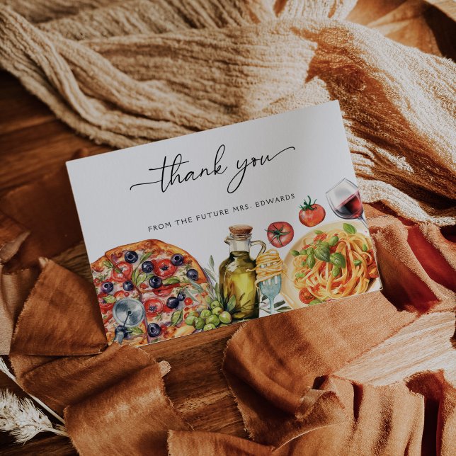 Watercolor Italian Food Bridal Shower Thank You Card (Creator Uploaded)