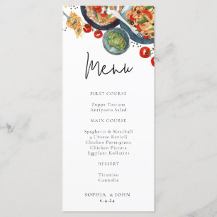 Watercolor Italian Food Pasta Dinner  Menu