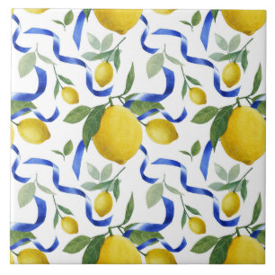 Watercolor Italian Lemon Pattern Tile 