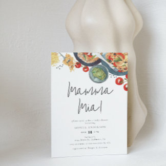 Watercolor Italian Mamma Mia! Baby Shower Invitation