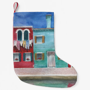 Watercolor Italy: Hand Drawn Small Christmas Stocking