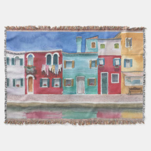 Watercolor Italy: Hand Drawn Throw Blanket