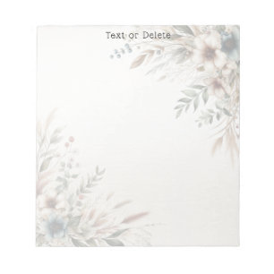Watercolor Ivory Blue Flowers Notepad