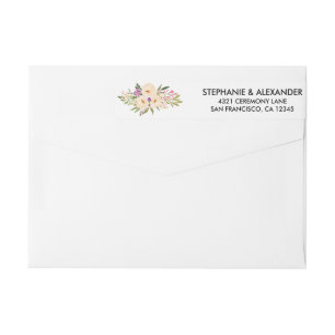 Watercolor Ivory Bouquet Anemones Wrap Around Label