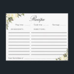 watercolor ivory floral recipe card<br><div class="desc">An lovely watercolor floral design with ivory white flowers. The features of this design can be personalized.</div>