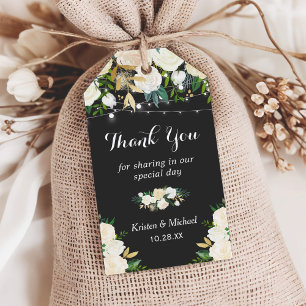 Watercolor Ivory Floral Wedding Favour Thank You Gift Tags