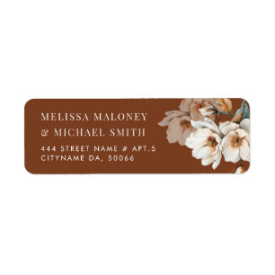 Watercolor Ivory Terracotta Floral Return Address Label