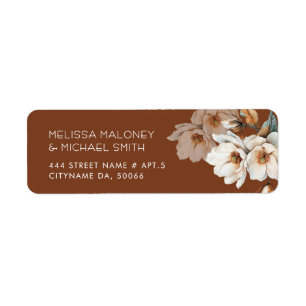 Watercolor Ivory Terracotta Floral Return Address Label