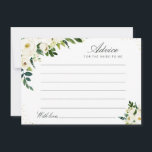 watercolor ivory white floral advice card<br><div class="desc">A simple floral design with beautiful greenery & ivory white watercolor flowers. Feel free to change the colours and text details.</div>
