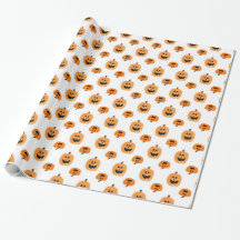 Watercolor Jack-o-Lantern Wrapping Paper