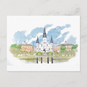 Watercolor Jackson Square Postcard
