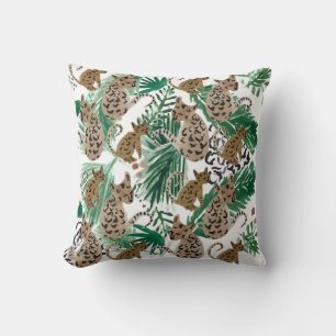 Watercolor Jaguar Illustration Animal Print Cushion