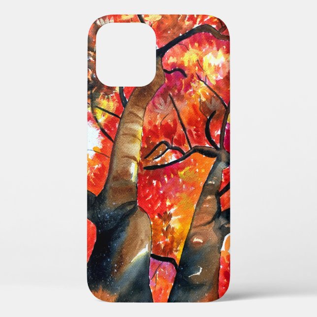 Watercolor Japanese maple tree art Case-Mate iPhone Case (Back)