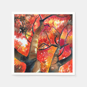 Watercolor Japanese maple tree art Napkin