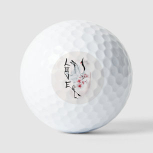 Watercolor Japanese Sakura Blossom Love Crane Golf Balls