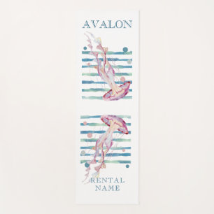 WATERCOLOR JELLYFISH, BEACH TOWN, AVALON RENTAL  YOGA MAT