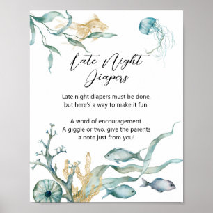 Watercolor Jellyfish Late Night Diapers Sign