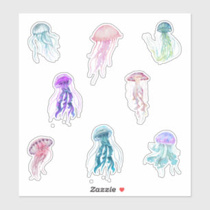 Watercolor Jellyfish Marine Life 