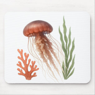 Watercolor Jellyfish Mouse Pad