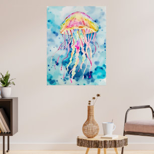 Watercolor jellyfish poster