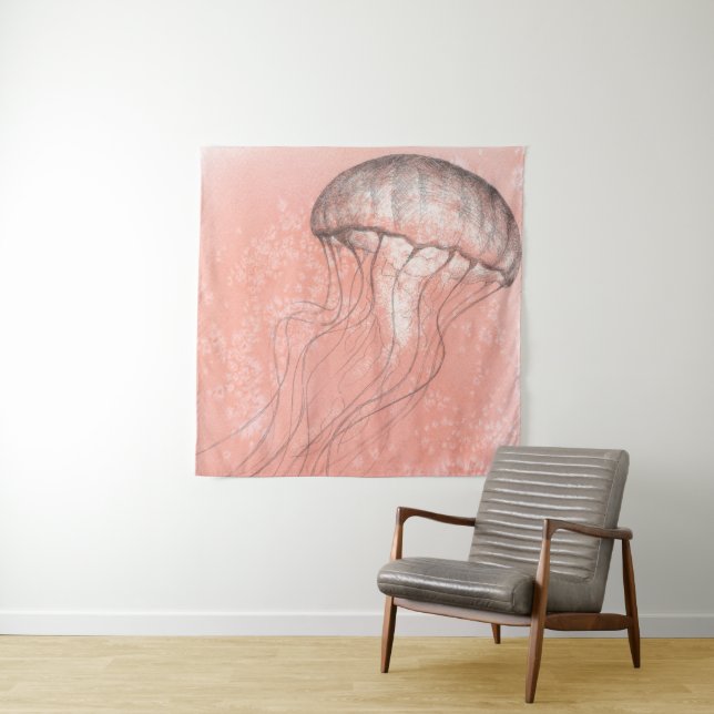 Watercolor Jellyfish Tapestry (In Situ (Horizontal))