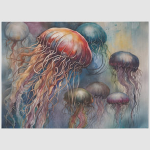 Watercolor Jellyfish Tropical Decoupage Paper