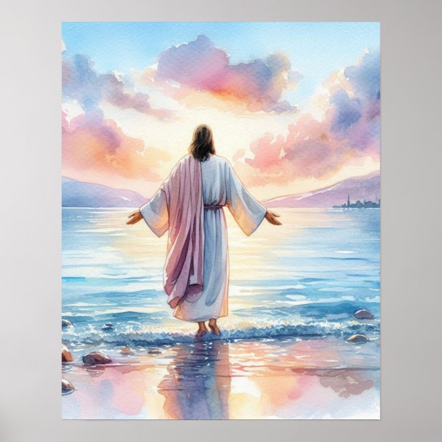 Watercolor Jesus Art Poster (Front)