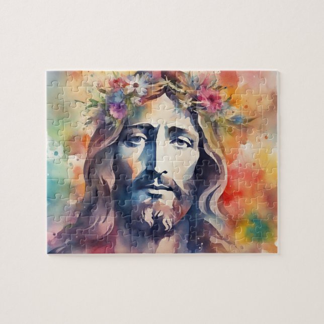 Watercolor Jesus Jigsaw Puzzle (Horizontal)