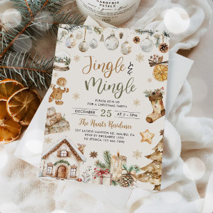 Watercolor Jingle & Mingle Christmas Party Invitation