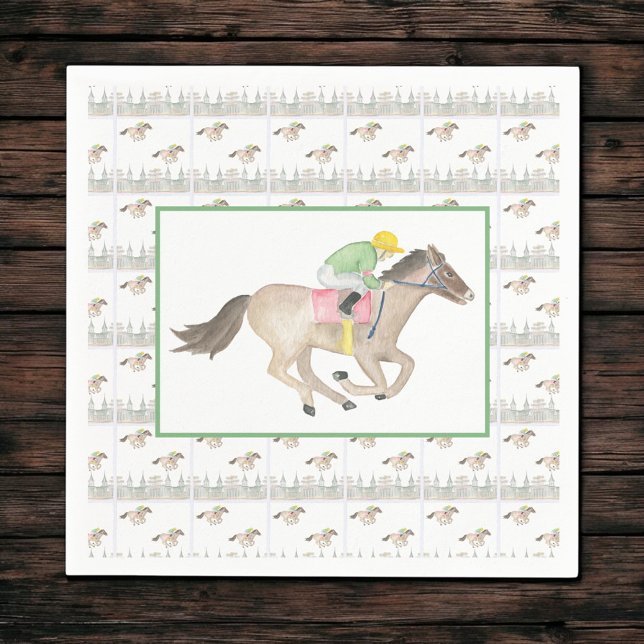 Watercolor Jockey Derby Party Horse Racing Napkin (Creator Uploaded)