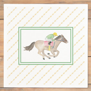 Watercolor Jockey Preakness Party Horse Race Gold Napkin