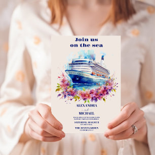 Watercolor Join us on the sea destination wedding Invitation