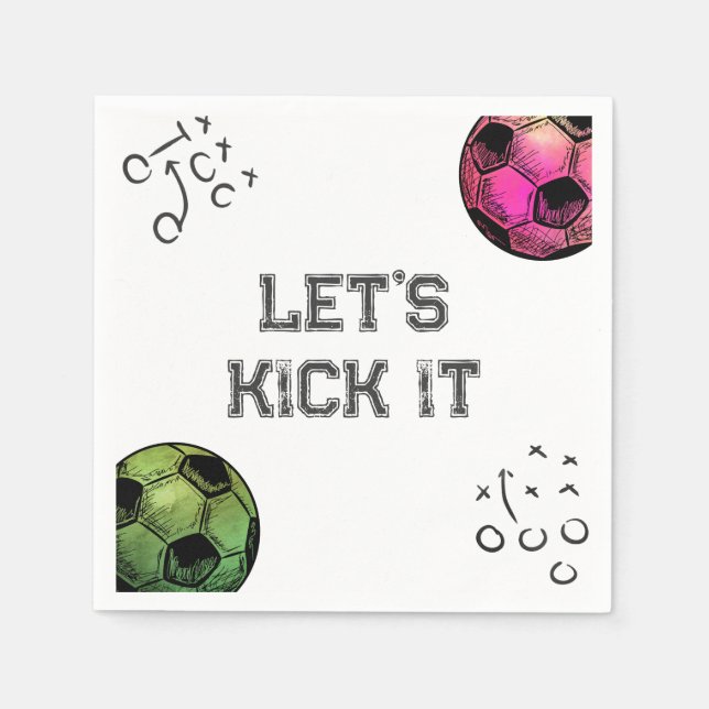 Watercolor Joint Soccer Party Napkins (Front)