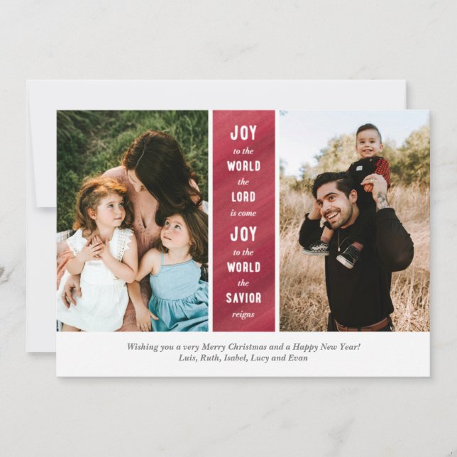 Watercolor Joy Christmas Holiday Card (Front)