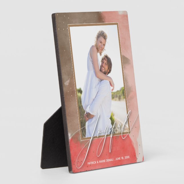 Watercolor Joyful Christmas Photo Plaque (Side)