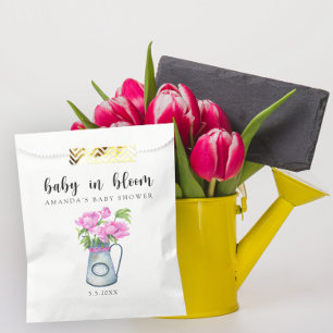Watercolor jug of flowers - baby in bloom favour bag