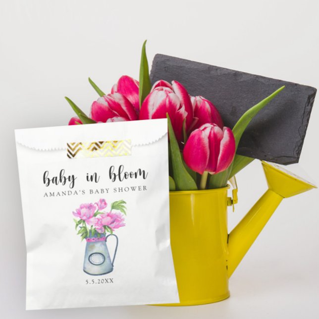 Watercolor jug of flowers - baby in bloom  favour bag (Creator Uploaded)