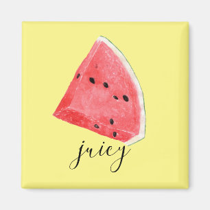 Watercolor Juicy Watermelon Wedge Magnet
